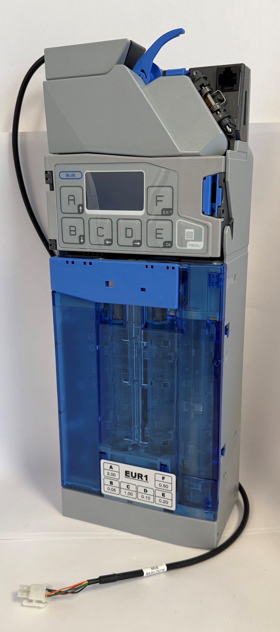 Bild von Münzwechsler NRI Currenza C2 Blue mit 1€&2€-Tuben